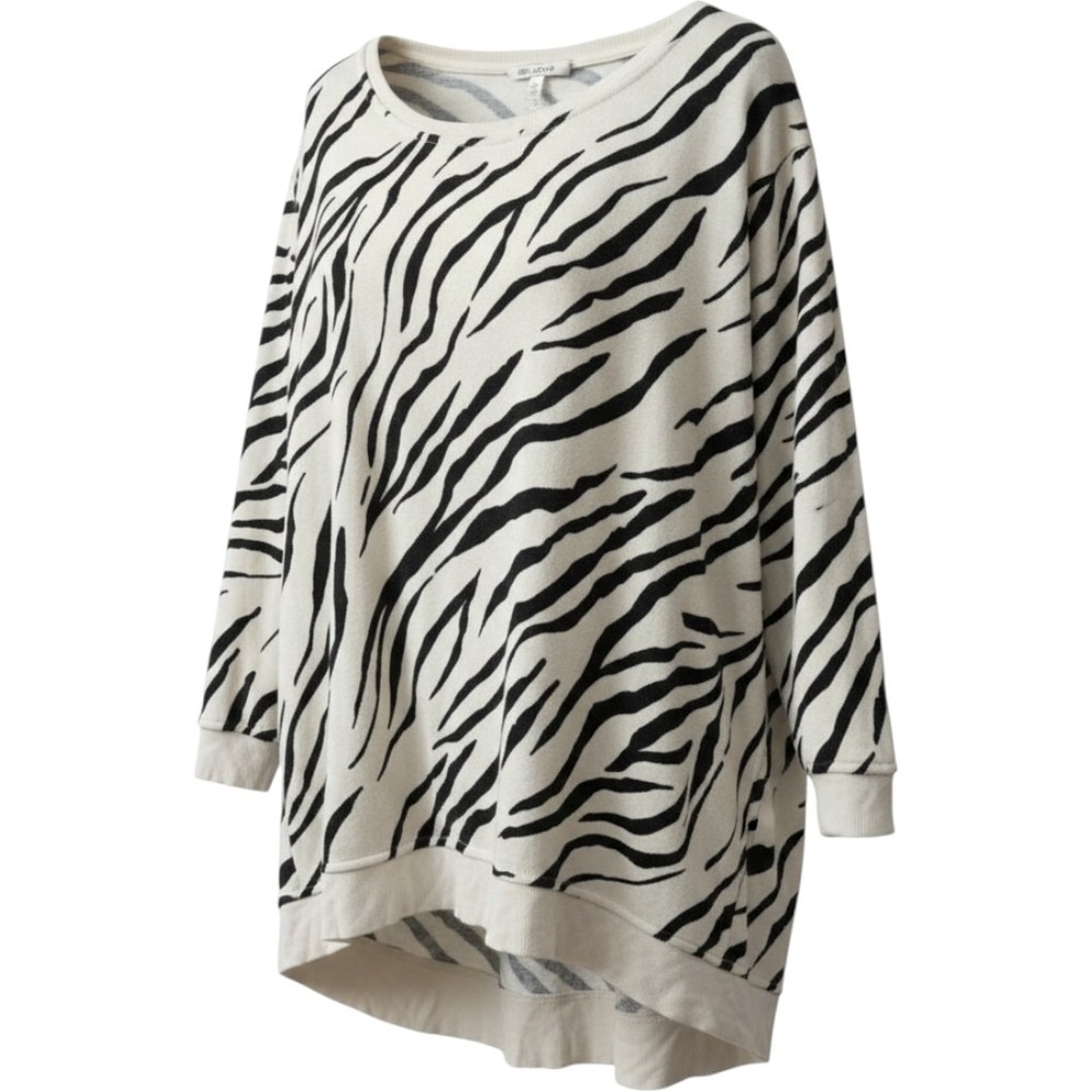 Jane + Delancey Zebra Print High Low Pullover Top Cream Black 2X